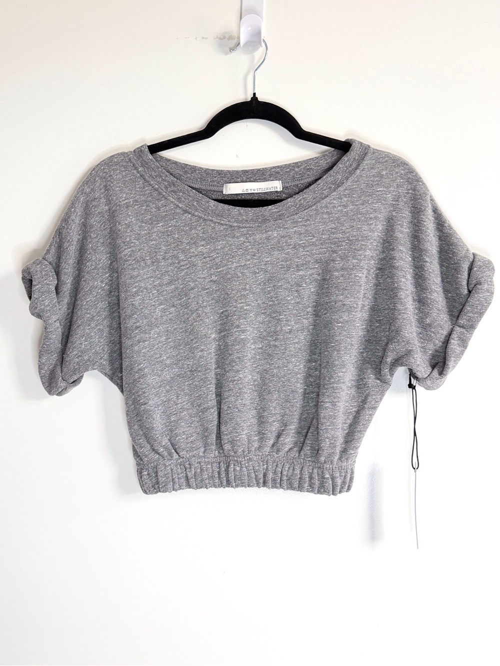 Stillwater Heather Gray Cropped Pullover Top Small